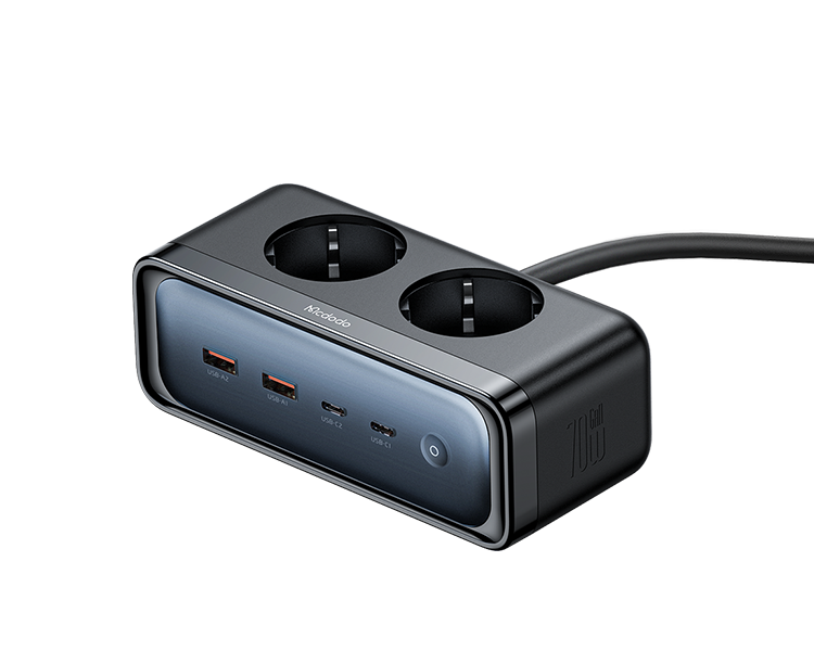 6 in 1 70W GaN Surge Protection Power Strip