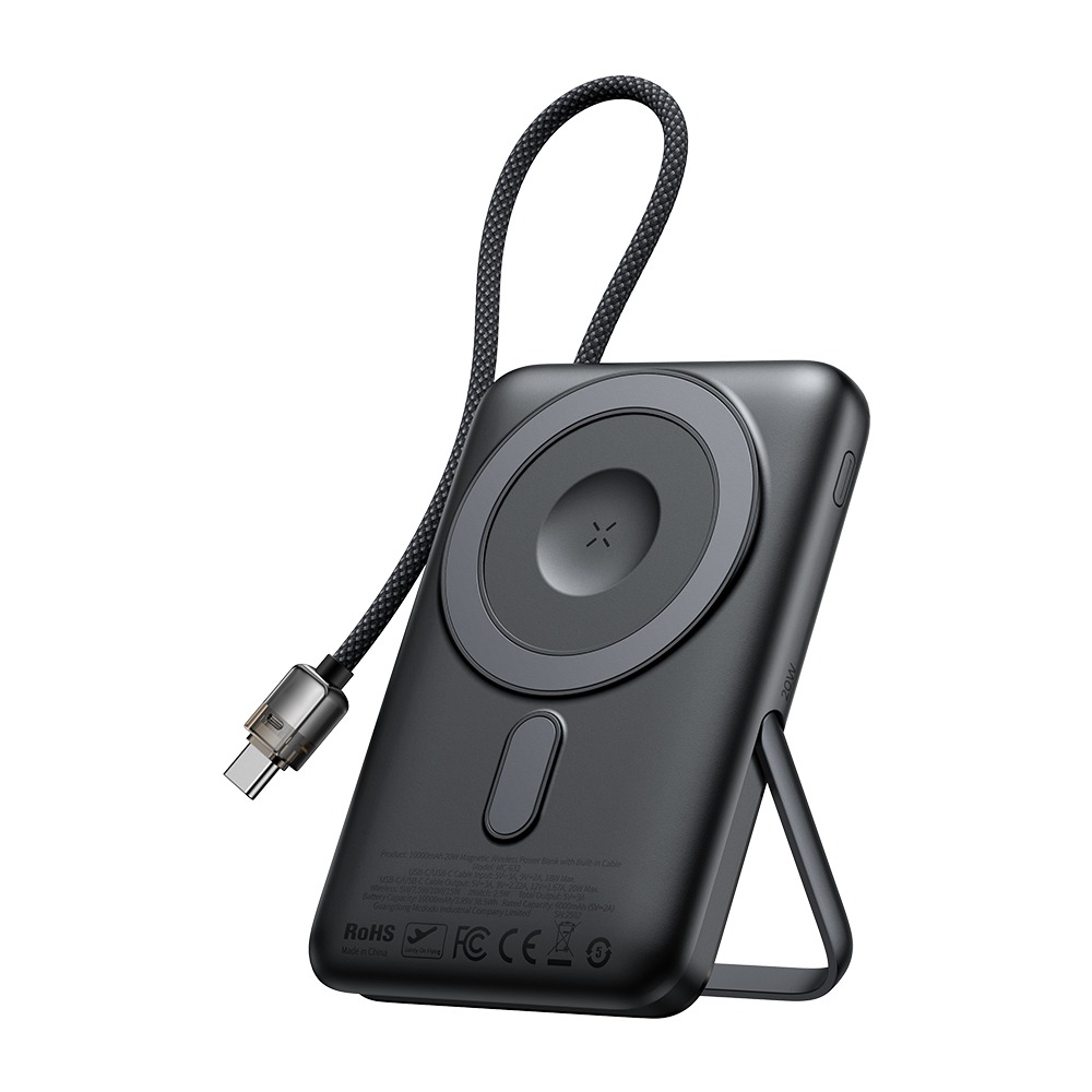 Dual-Zone Magnetic Power Bank with Built- in Cable & Stand