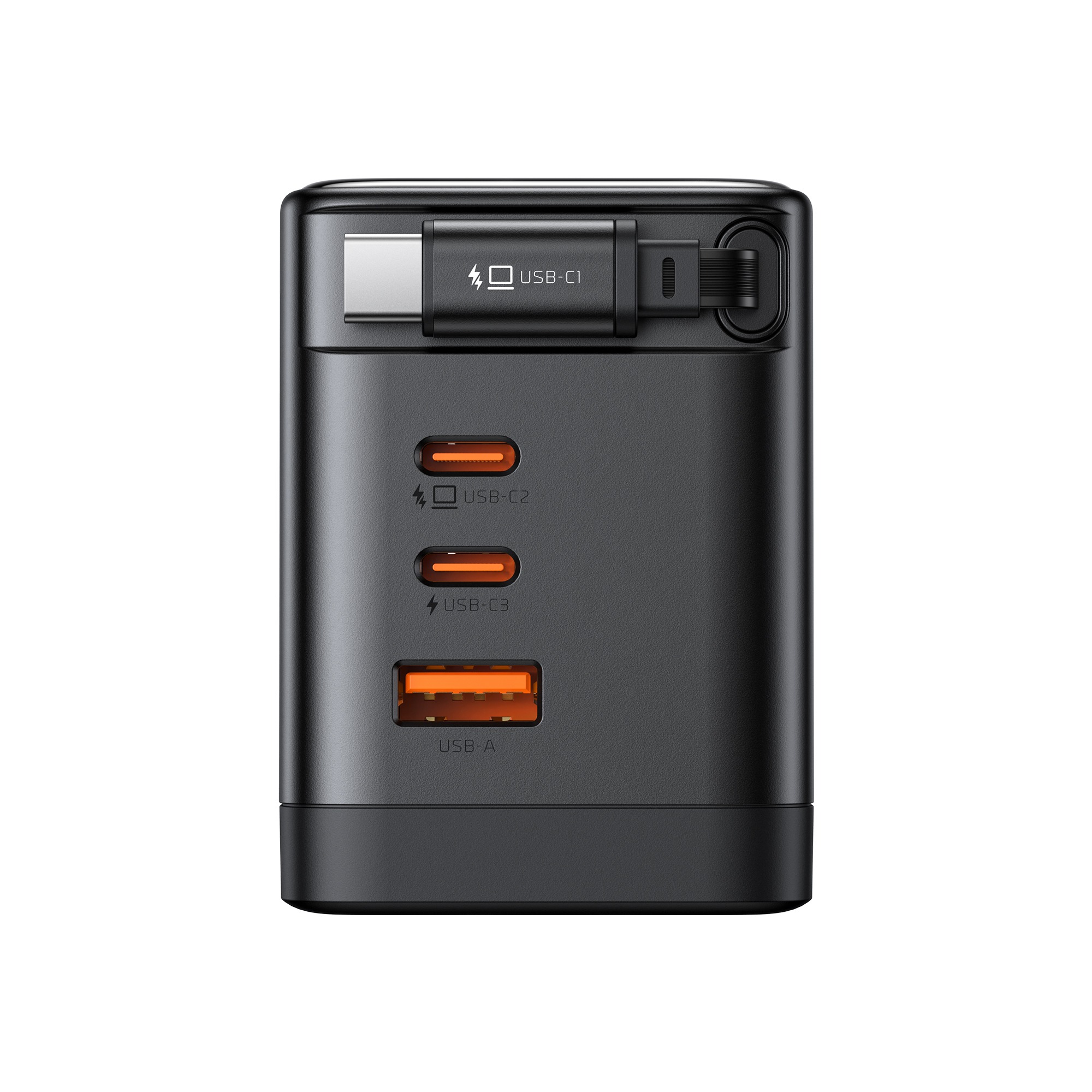 GaN Charger with Built-In Retractable Cable